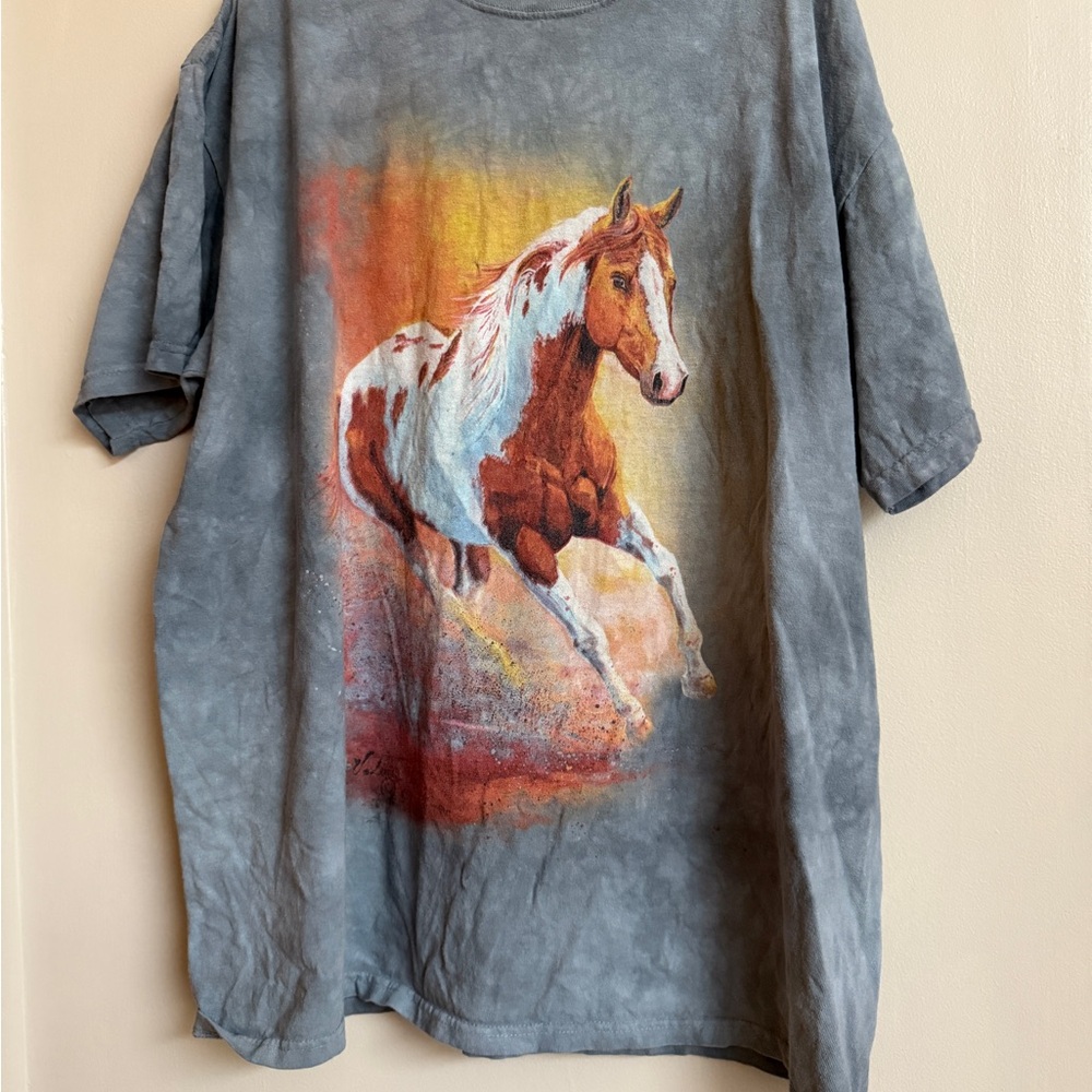 The Mountain Gray and Orange Horse Graphic Tee